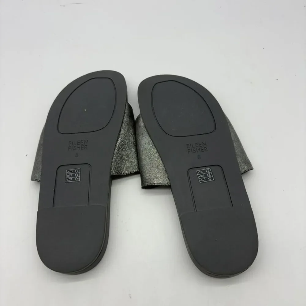 Eileen Fisher Metallic Gray Slide Sandals